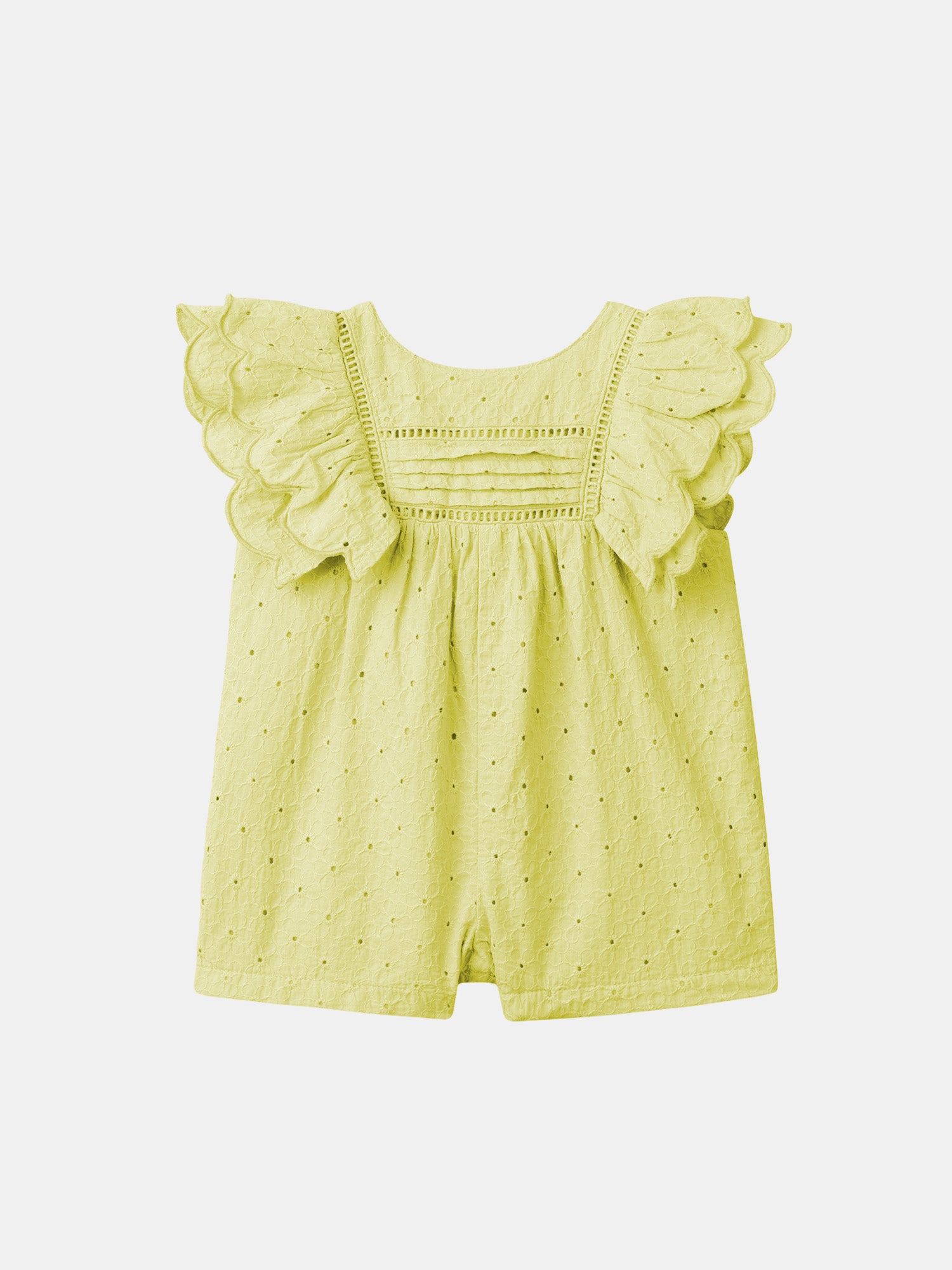 Combinaison jaune à broderie fleuri Bébé Fille
