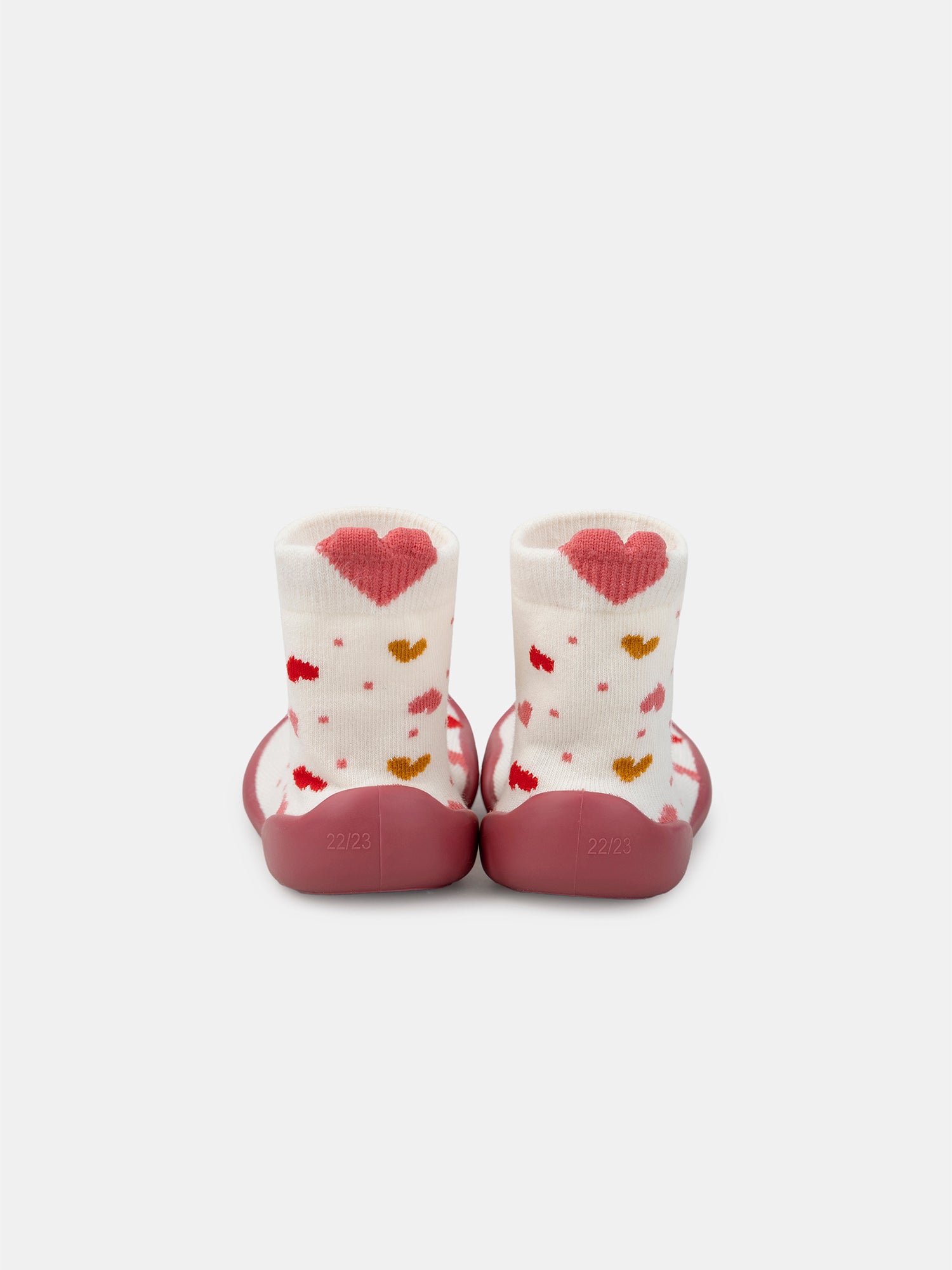 Chausson chaussette écru avec cœur Bébé Fille