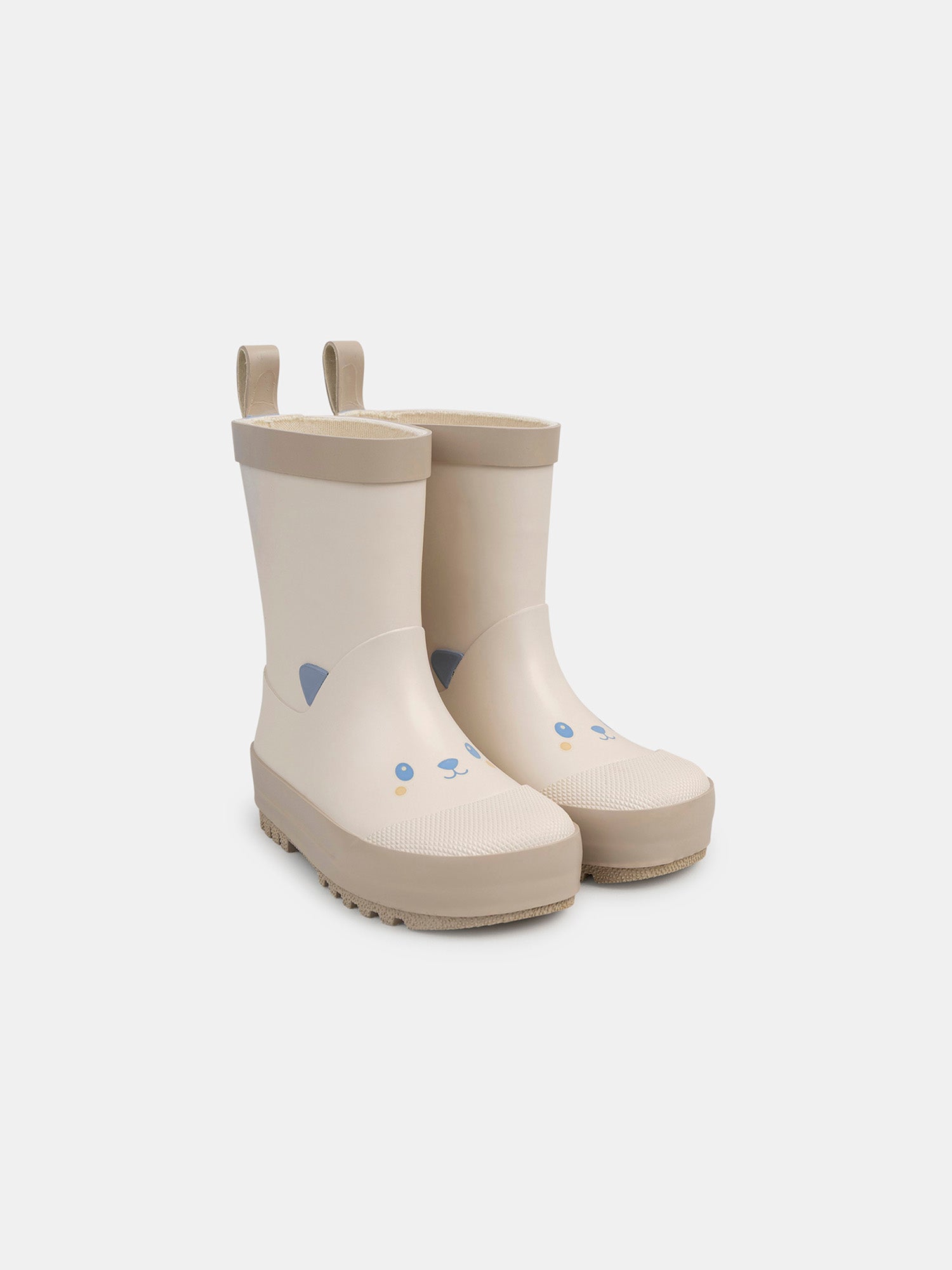 Botte de pluie beige imprimé tête d'ours Bébé Mixte