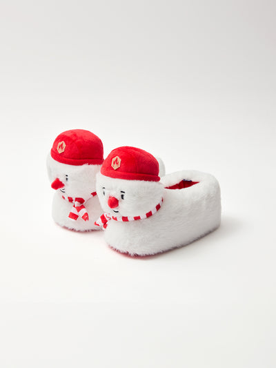 Chaussons blanc tête de bonhomme de neige Garçon