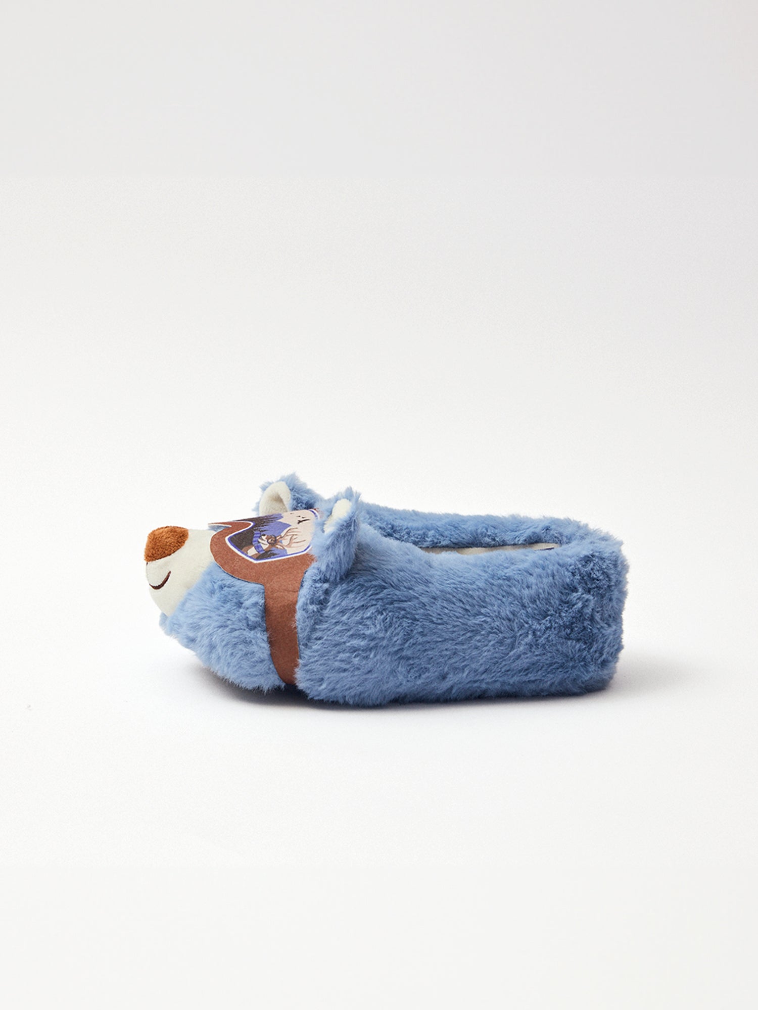 Chausson bleu tête d'ours Garçon