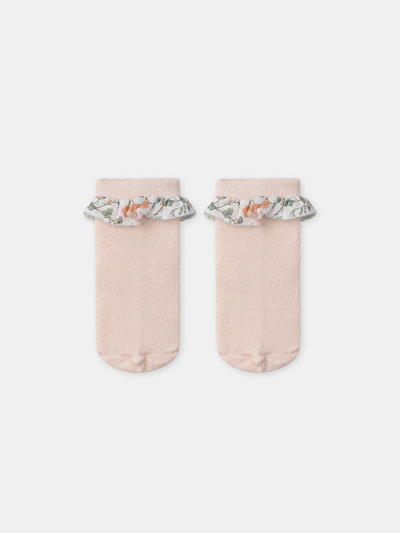 Ensemble sweat imprimé fleuri + legging + chaussettes Naissance Fille