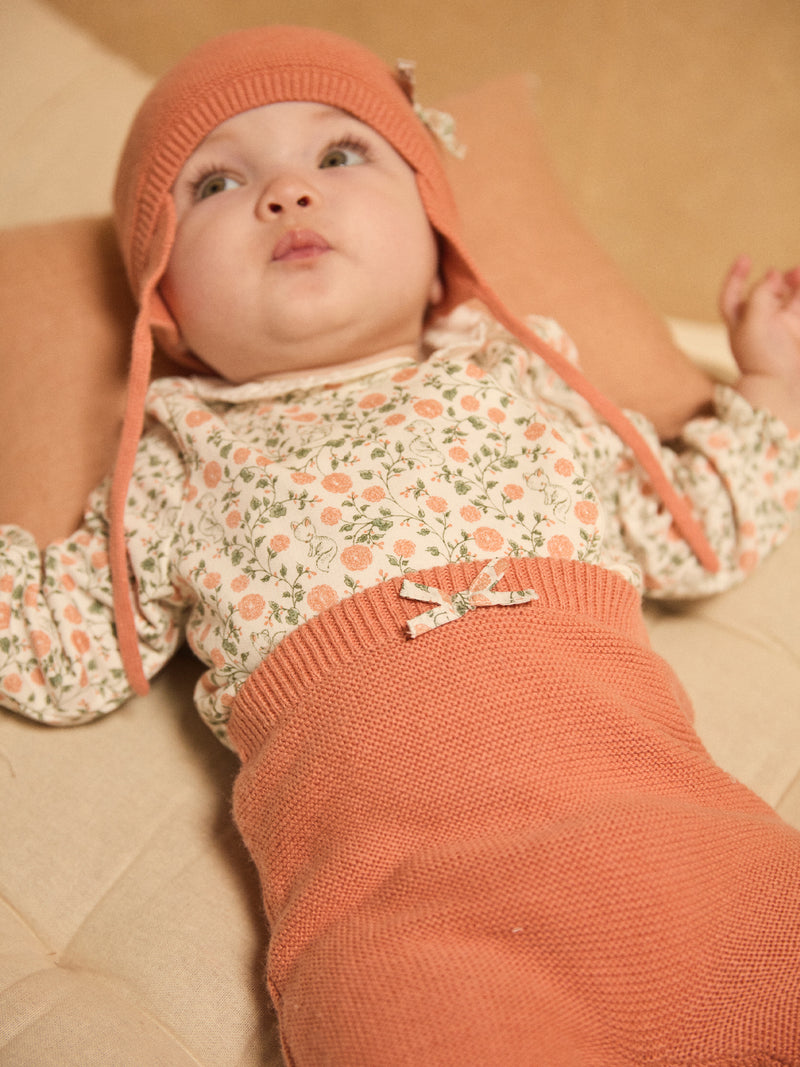 Ensemble sweat imprimé fleuri + legging + chaussettes Naissance Fille