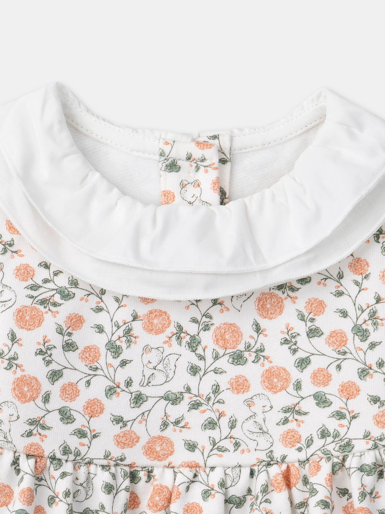 Ensemble robe imprimé fleuri + gilet + collant Naissance Fille