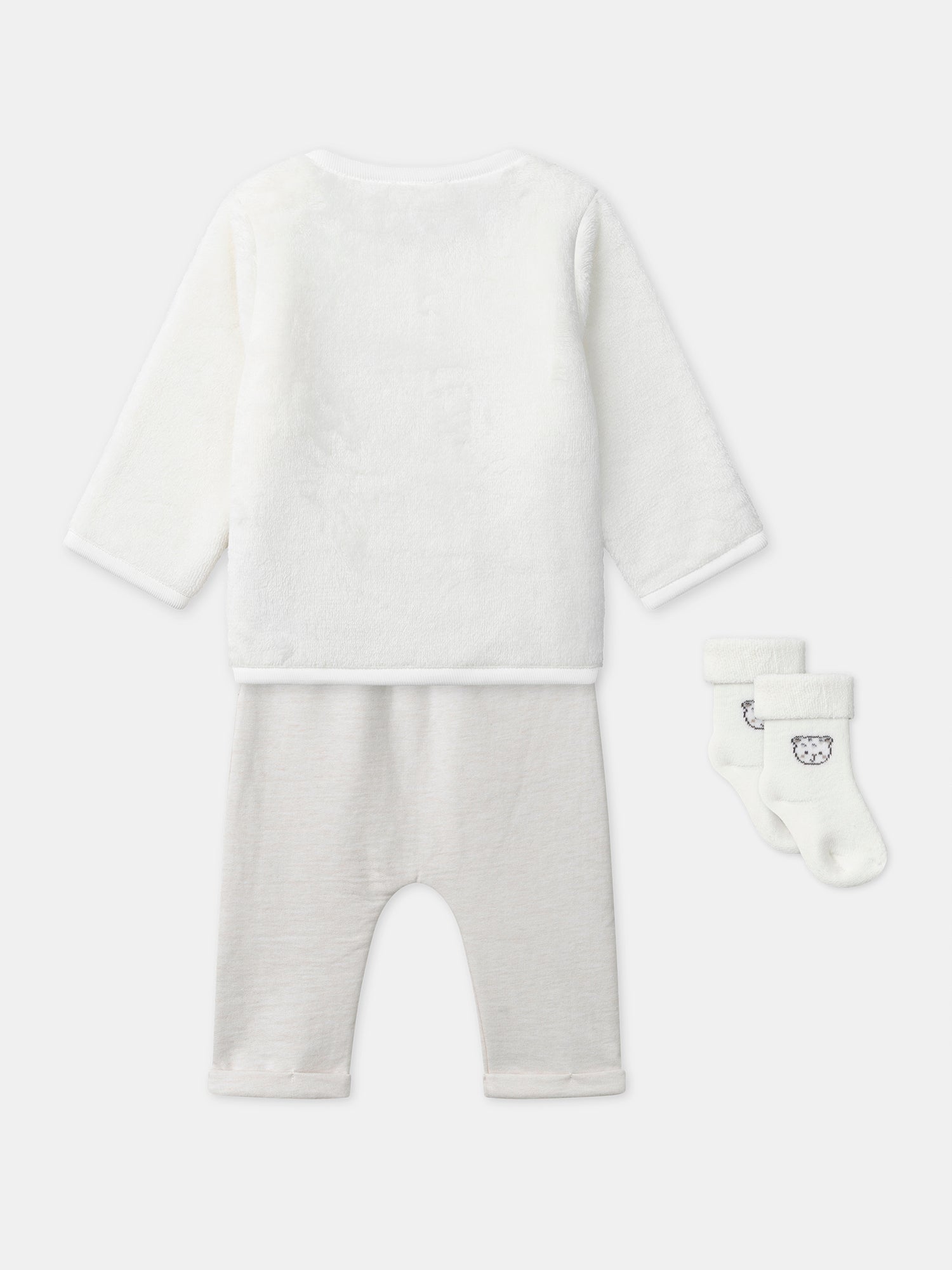 Ensemble Ensemble sweat blanc + pantalon + chaussettes Naissance Mixte