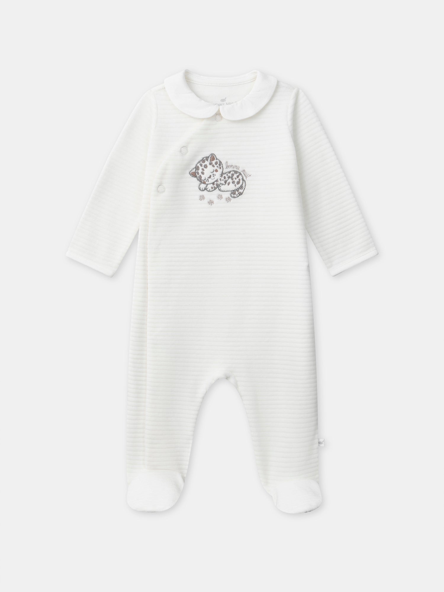 Grenouillère blanche en velours à col Naissance Mixte