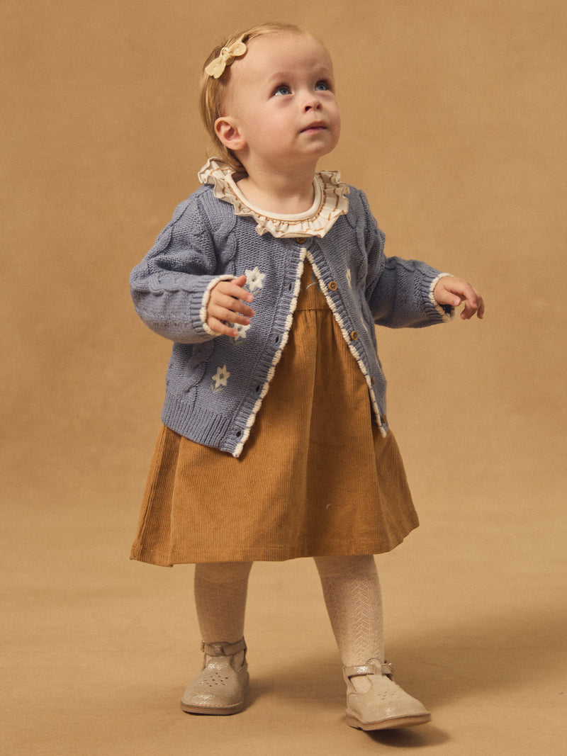 Cardigan bleu à broderie fleurs Bébé Fille