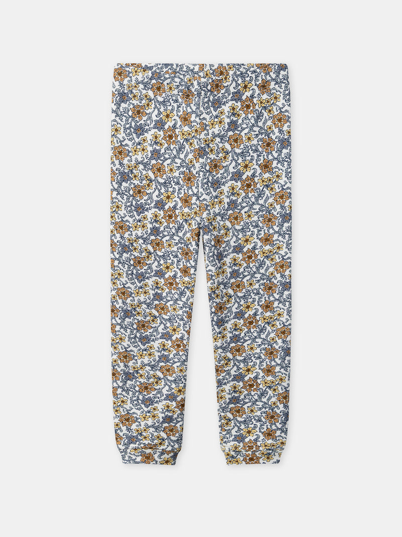 Ensemble pull bleu grisé et legging imprimé fleuri Bébé Fille