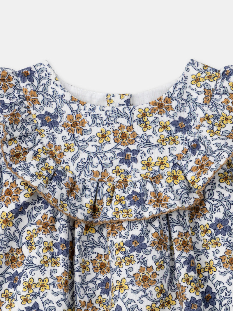 Robe imprimé fleuri en velours Bébé Fille