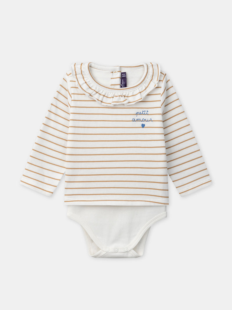 Body à rayures marrons et col Bébé Fille