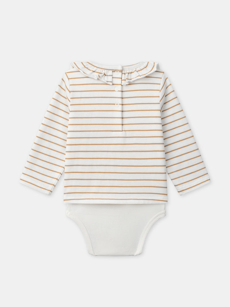 Body à rayures marrons et col Bébé Fille