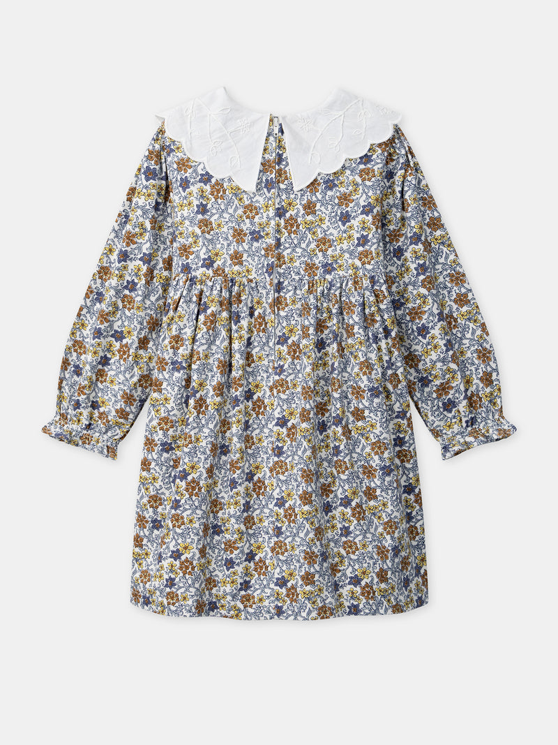 Robe imprimé fleuri à col pétale blanc Fille