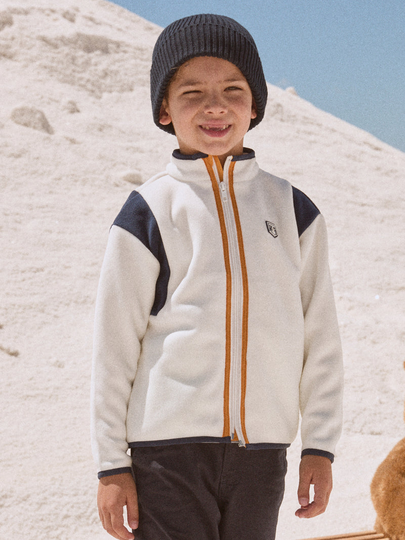 Gilet zippé blanc Garçon