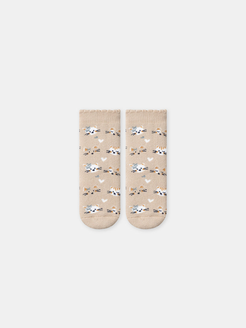 Chaussettes beiges à motifs têtes de chats Bébé Fille