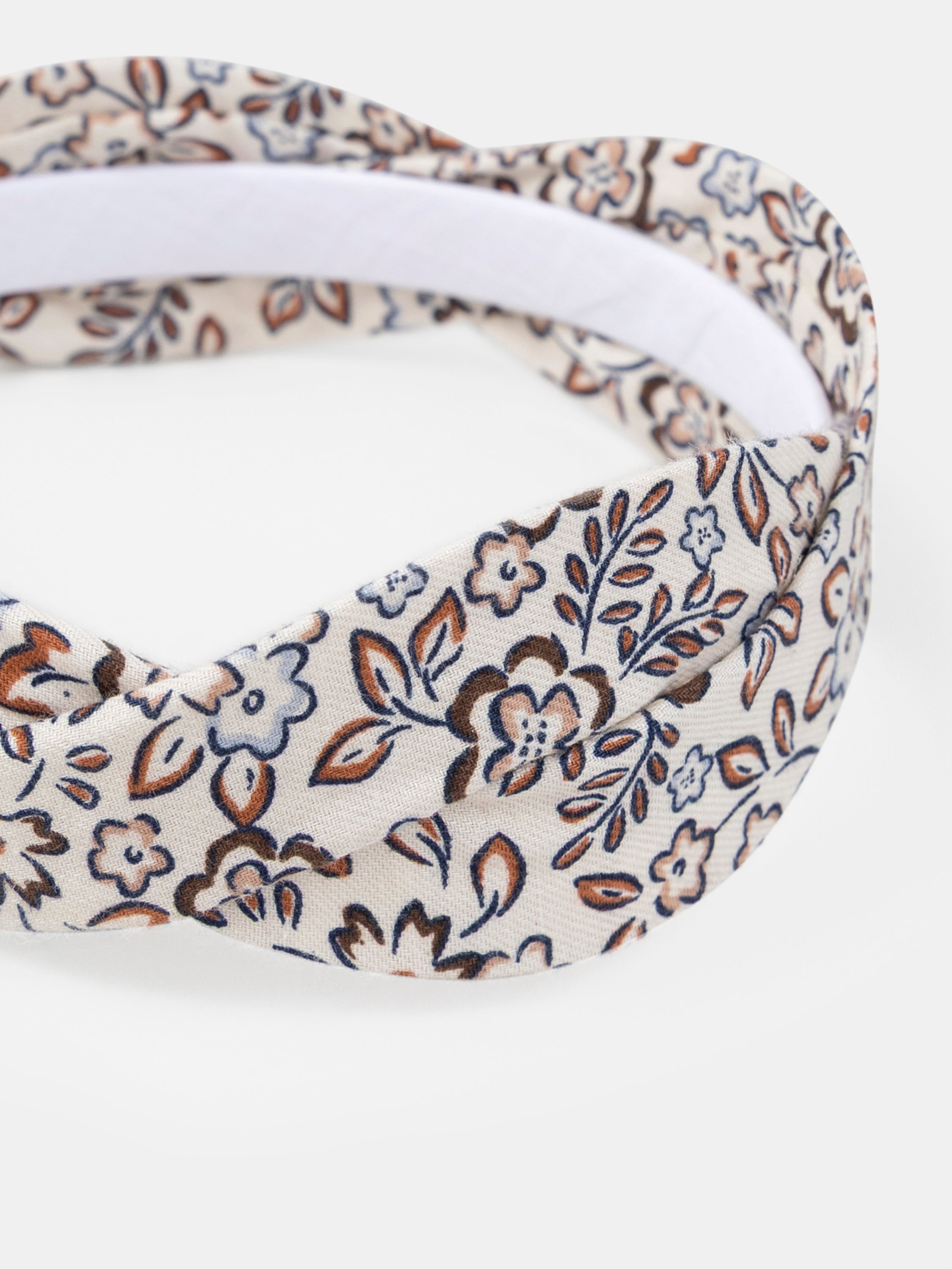 Serre-tête écru imprimé fleuri Fille