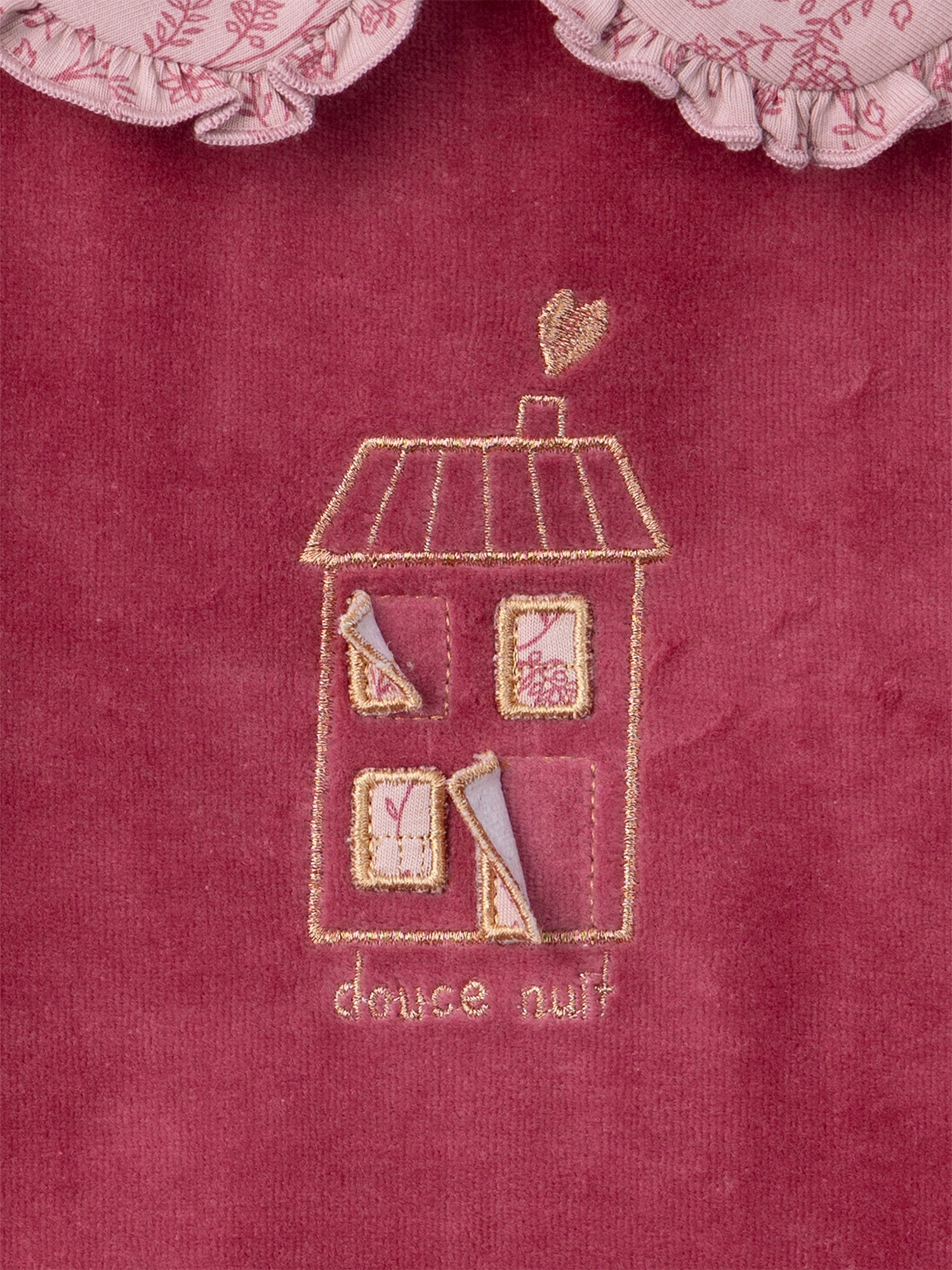 Pyjama rose foncé en velours et imprimé fleuri Fille