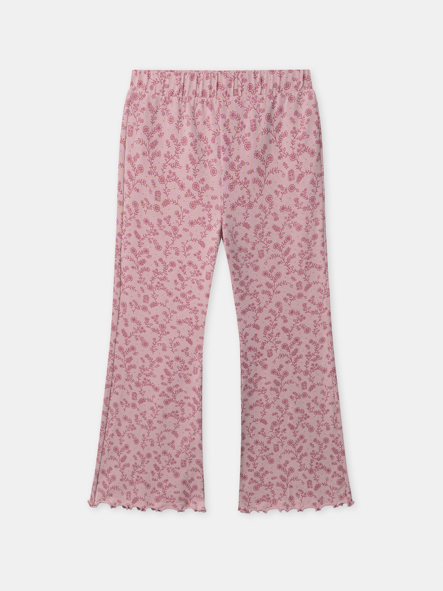 Pyjama rose foncé en velours et imprimé fleuri Fille