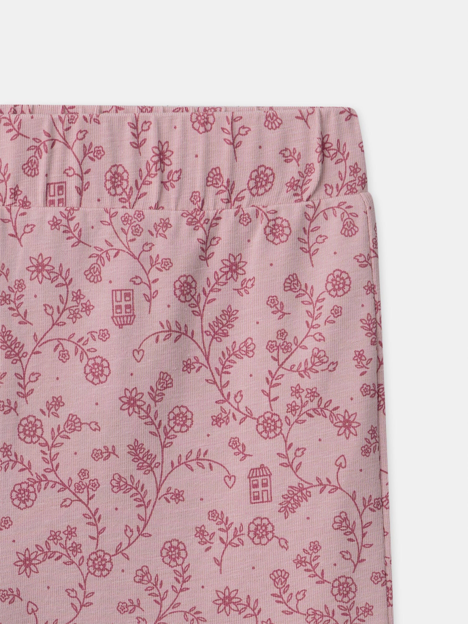 Pyjama rose foncé en velours et imprimé fleuri Fille