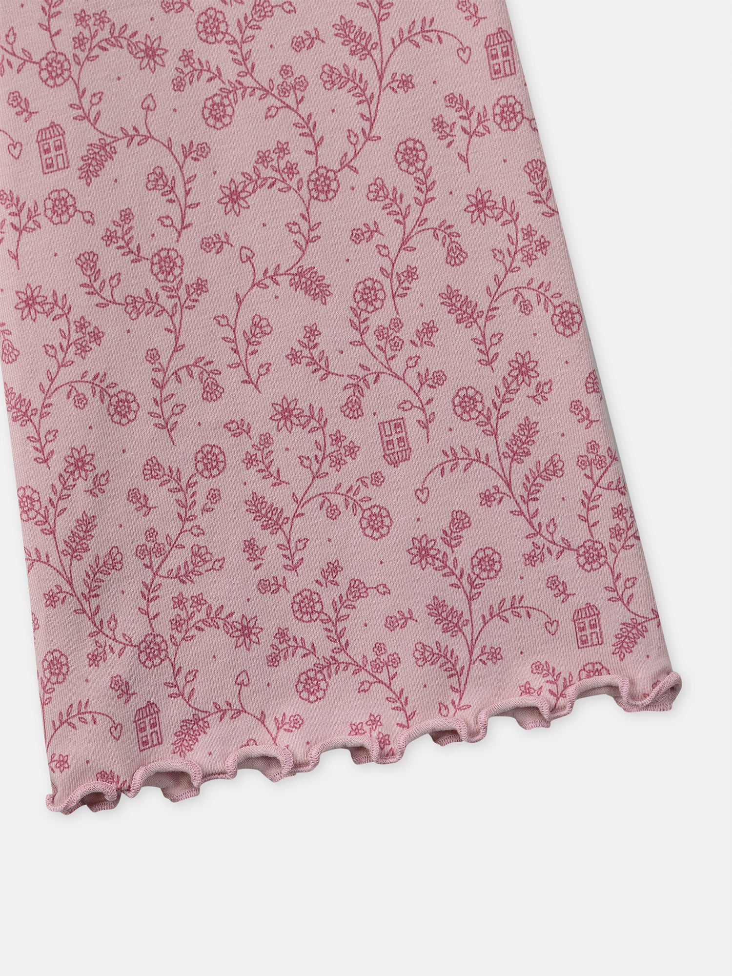 Pyjama rose foncé en velours et imprimé fleuri Fille