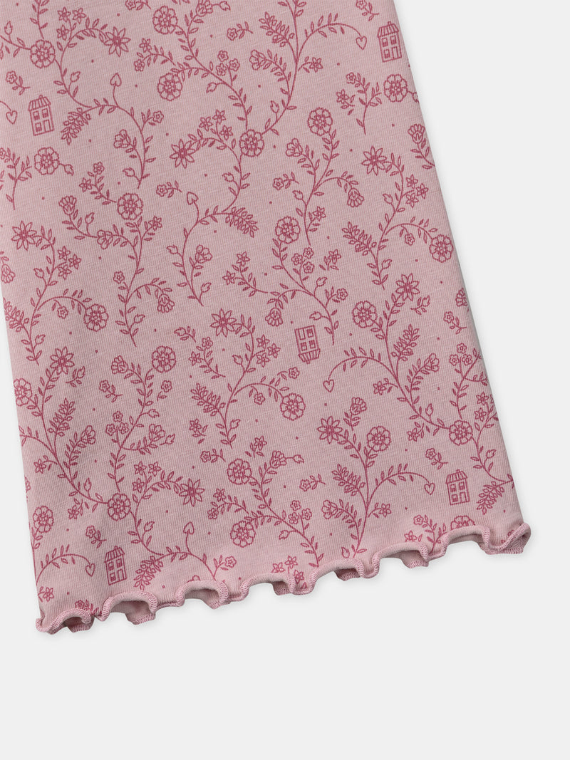 Pyjama rose foncé en velours et imprimé fleuri Fille