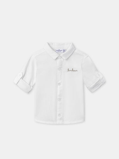 Chemise écrue à manches retroussables Bébé Garçon
