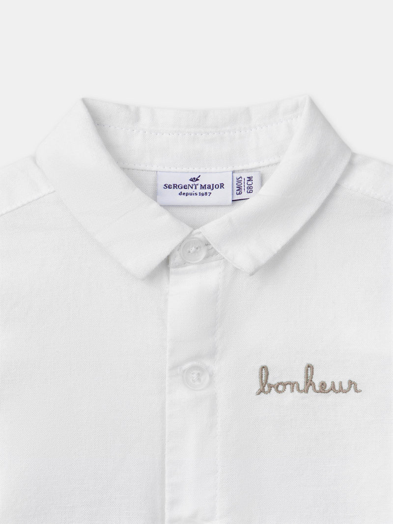 Chemise écrue à manches retroussables Bébé Garçon