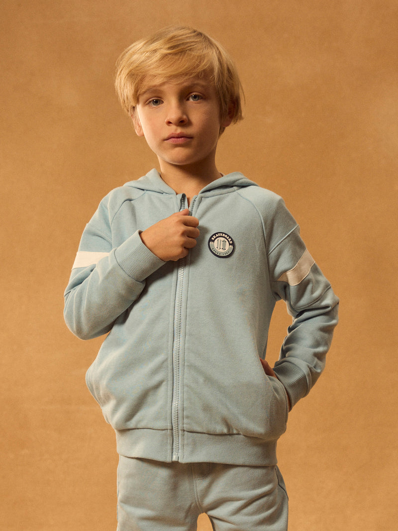 Gilet zippé à capuche bleu ciel Garçon