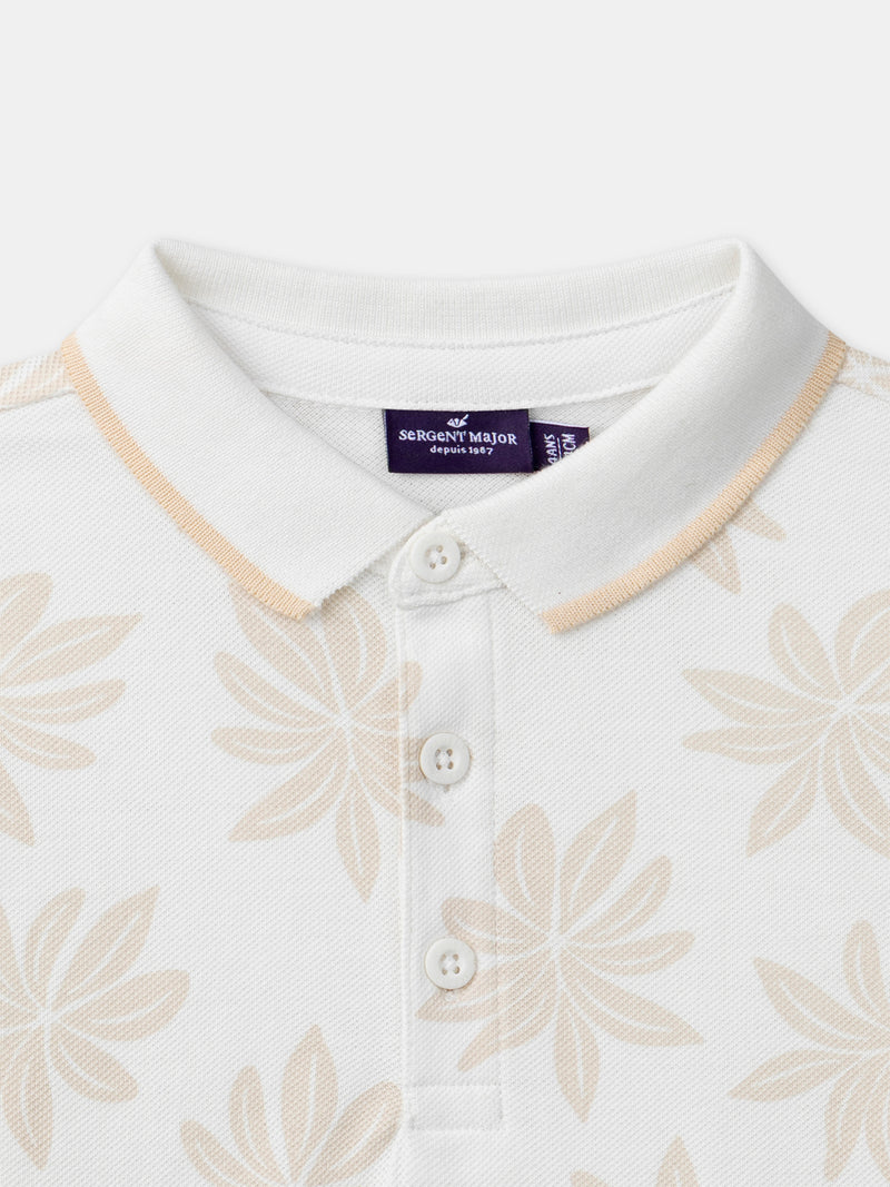 Polo écru à motifs plamiers Garçon