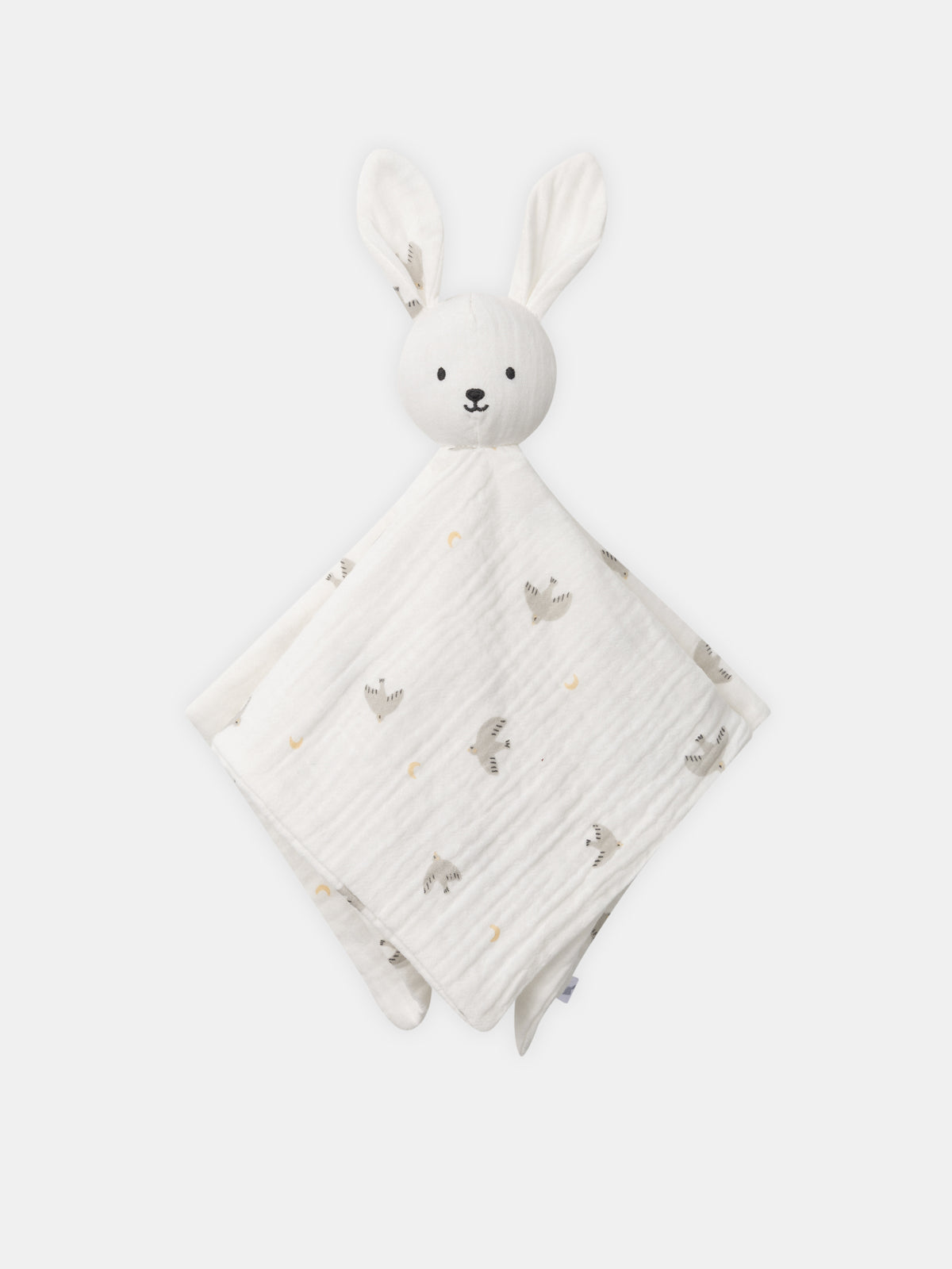 Doudou lapin écru imprimé oiseaux Naissance Mixte