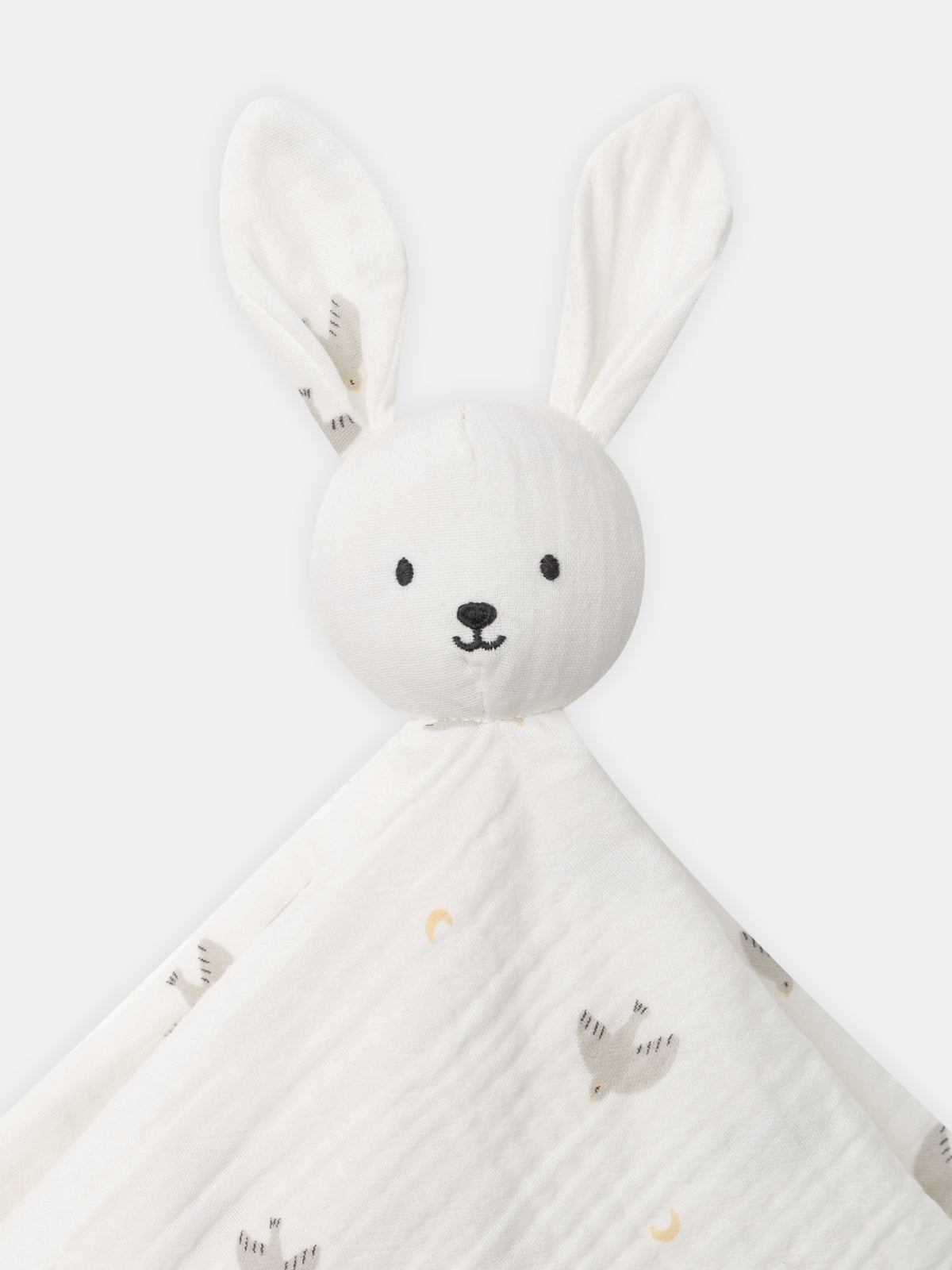 Doudou lapin écru imprimé oiseaux Naissance Mixte