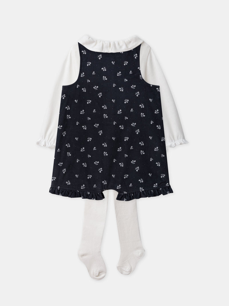 Ensemble salopette + body + collants Naissance Fille