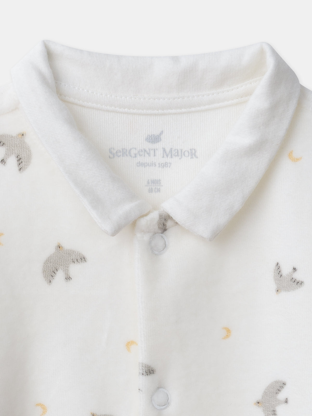 Grenouillère + bonnet écru imprimé oiseaux et lunes Naissance Mixte