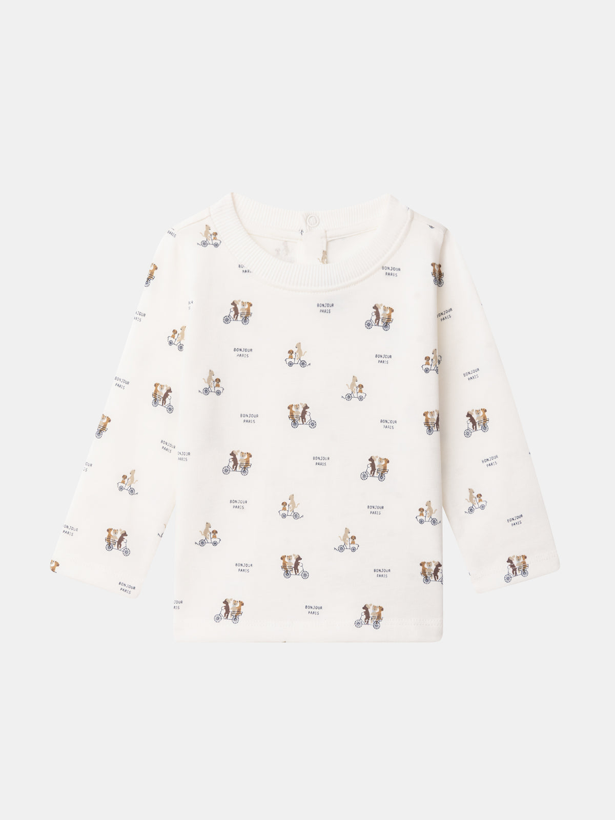 T-shirt écru imprimé animaux à manches longues Bébé Garçon