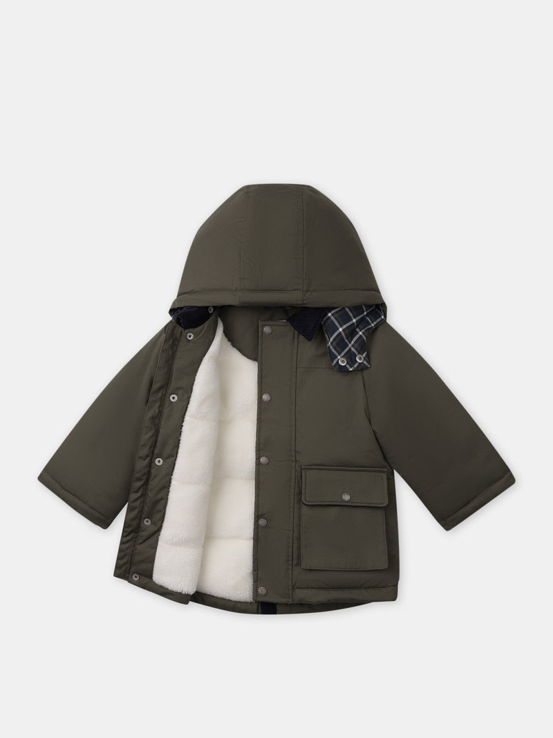 Parka kaki à capuche amovible Bébé Garçon