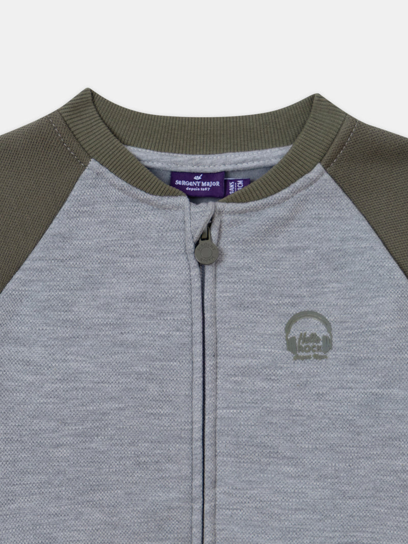 Gilet zippé gris et kaki Garçon