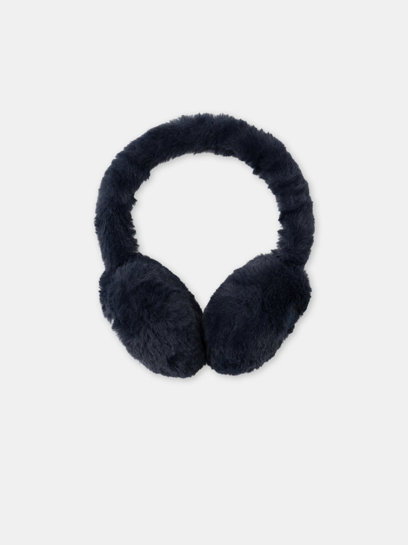 Cache-oreilles bleu marine à patch coeur Fille