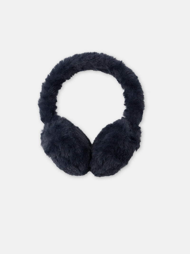 Cache-oreilles bleu marine à patch coeur Fille