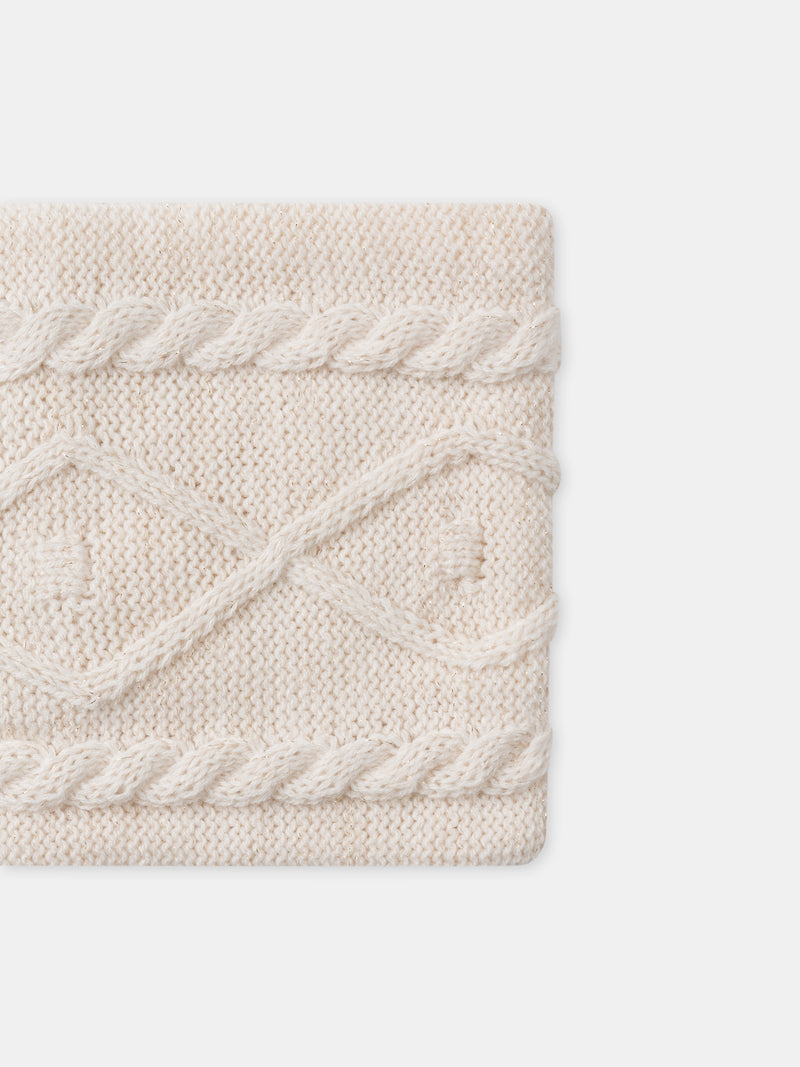 Snood écru frisés avec fil doré Fille