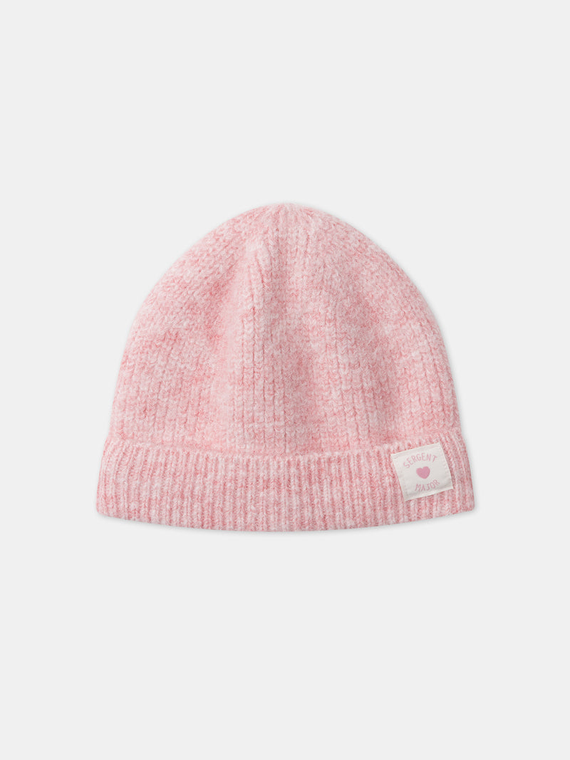 Bonnet à revers rose Fille