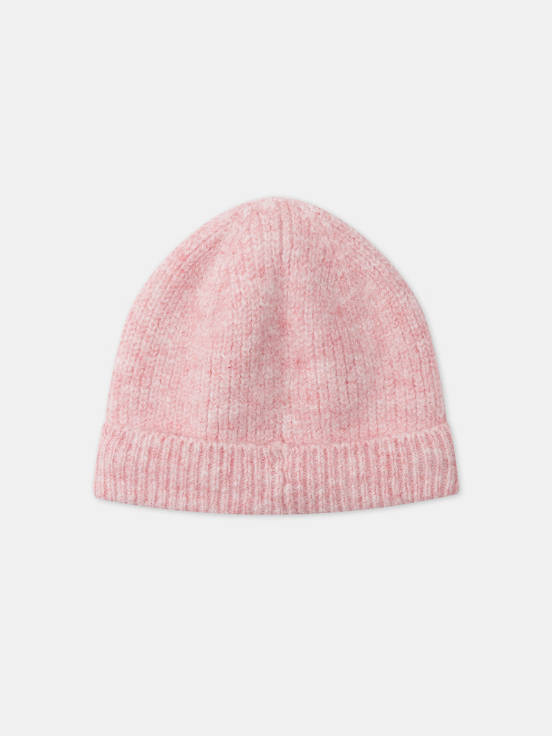 Bonnet à revers rose Fille