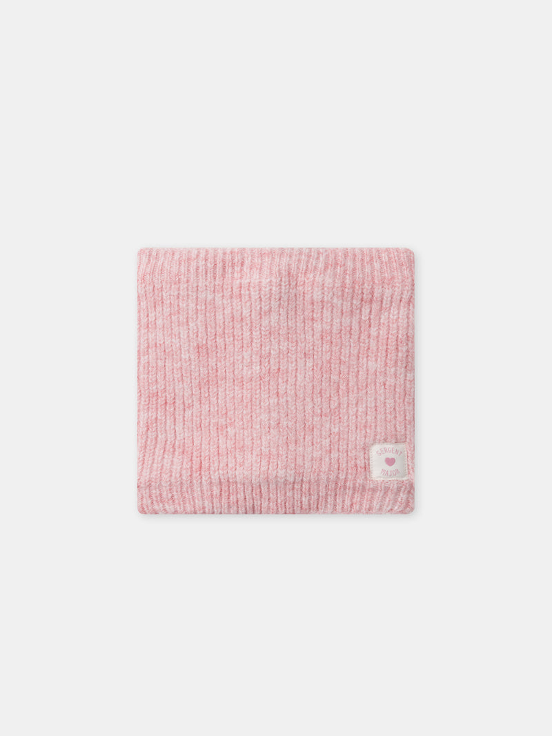 Snood rose en maille Fille
