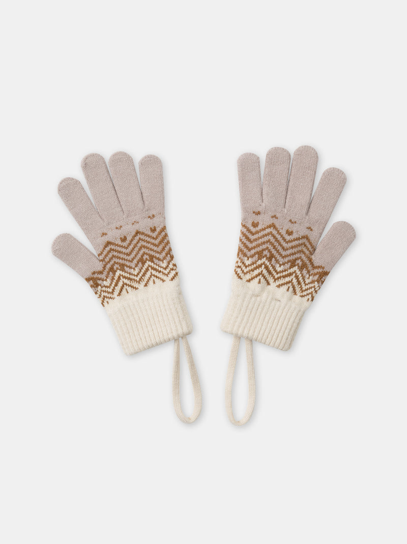 Gants écru, marron et beige Garçon