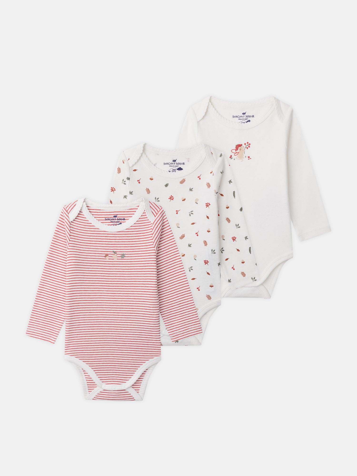 Lot de 3 bodies à manches longues Bébé Fille