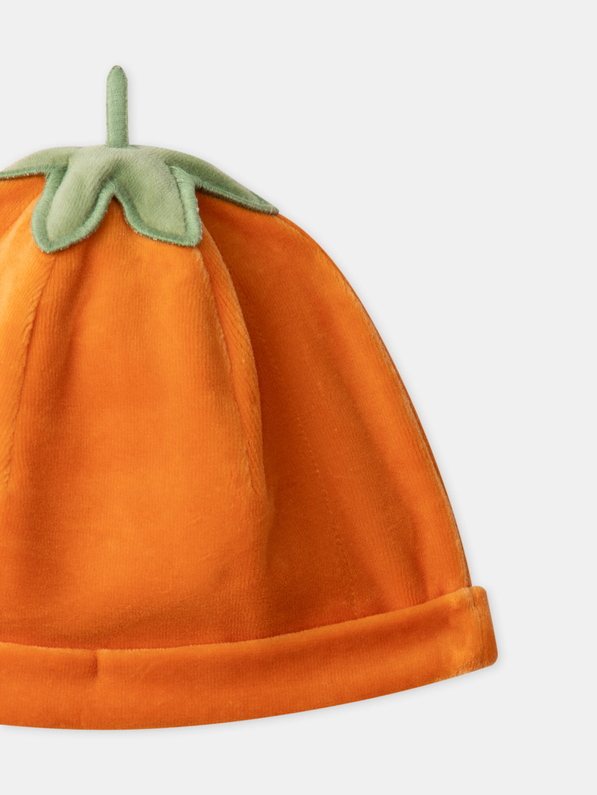 Grenouillère orange citrouille en velours + bonnet Bébé Garçon
