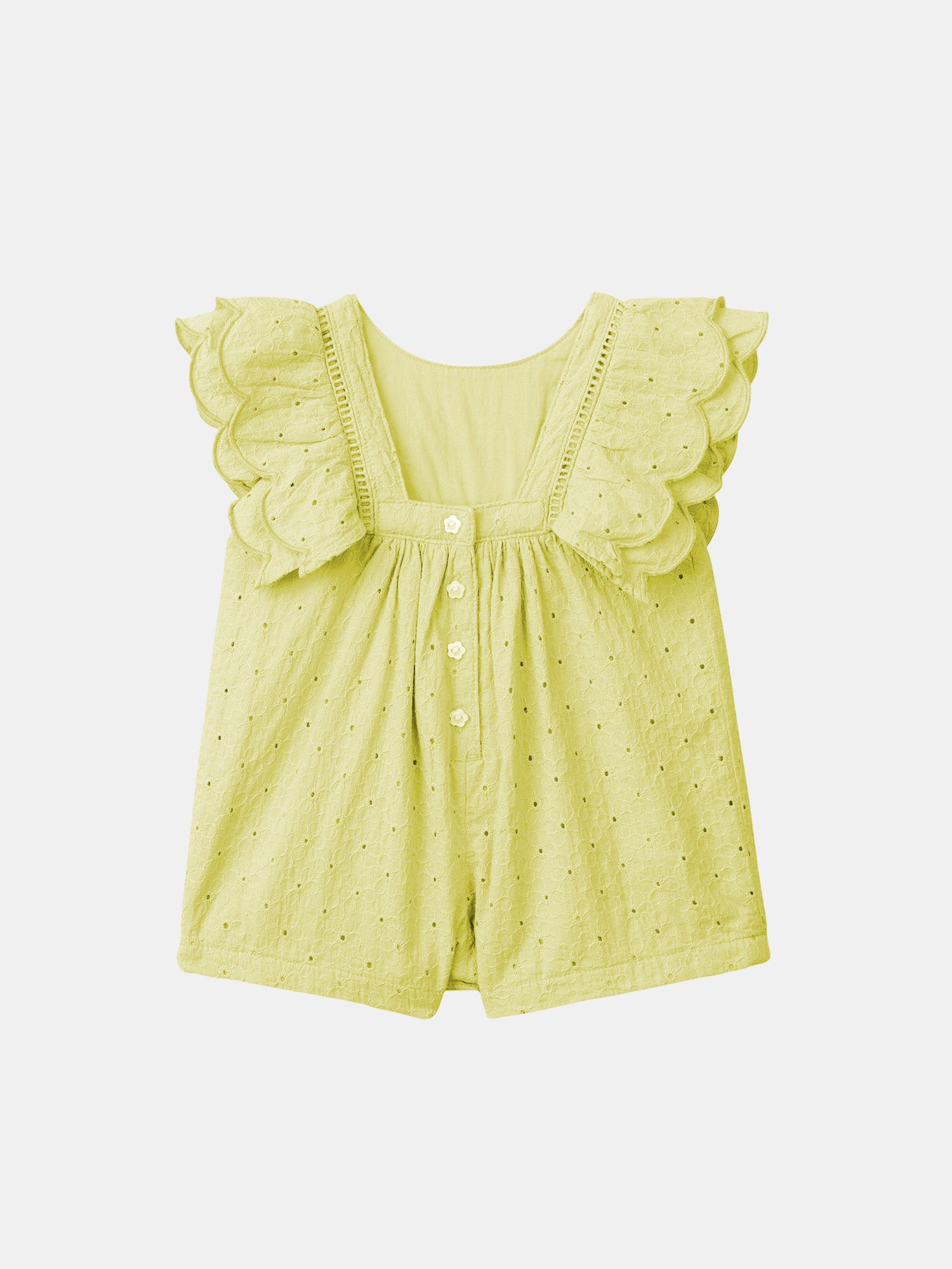 Combinaison jaune à broderie fleuri Bébé Fille
