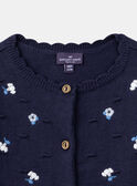 Cardigan bleu marine texturé à fleurs brodées LACORRINE / 24H1BFJ2CAR070