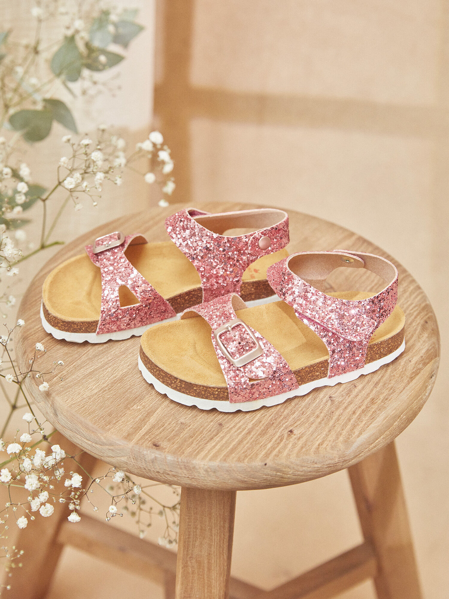 Sandale rose paillette discount