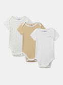 Lot de 3 bodies bébé garçon à manches courtes en coton issu de l'agriculture biologique MEISIDORE / 25E5BG43BDL001