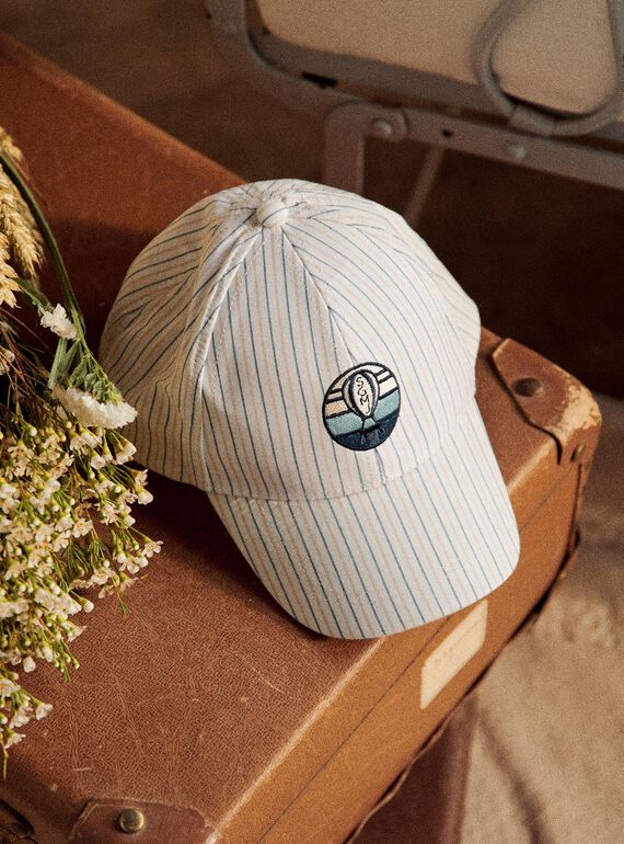 Casquette à rayures beige et bleu FRECASAGE / 23E4PGI2CHA000