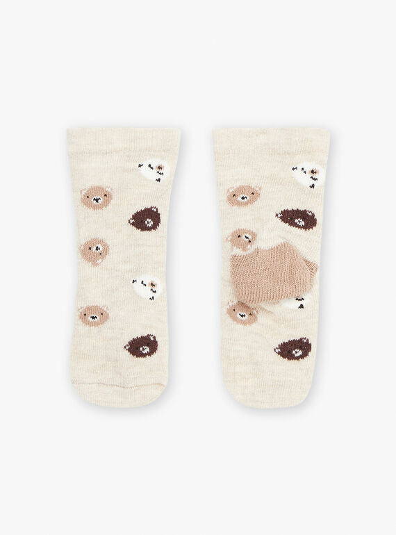 Chaussettes beiges à imprimé oursons GALAMY / 23H4BGH1SOQA010